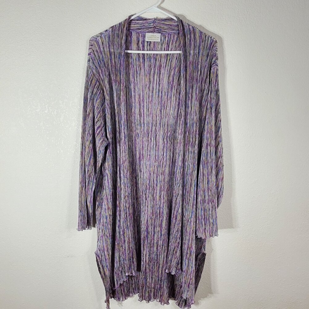 Linda Lundström Multicolor One Size Open Drape Cardigan Tunic Sweater Lavender‎